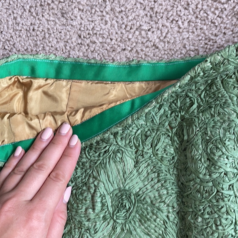 SOLD Vintage Soutache High Waist Skirt lace handmade green medium - Picture 4 of 6